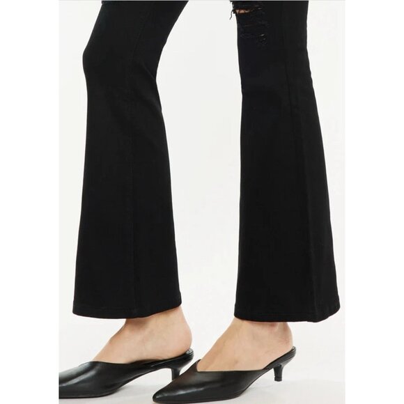 Kancan Flare Jeans High Rise Distressed Black Size 27 Petite - Picture 4 of 12